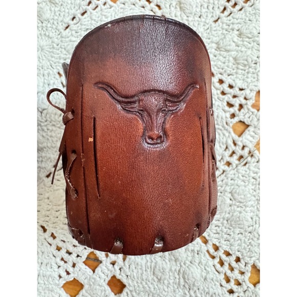Libbey Bamco Other - Vintage Libbey Bamco Western Longhorn Hand-tooled‎ Leather Sleeves - set of 2